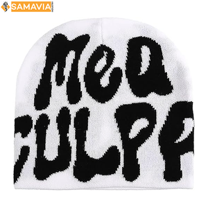 Venta al por mayor de gorros de calavera unisex de punto personalizado con letras Jacquard gorros para invierno ropa de calle playa y viajes-OEM ODM sombreros de moda - Product Image 1