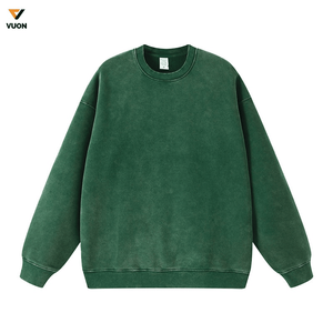 Sudadera extragrande de algodón pesado para hombre 2024, diseño de cuello redondo con estampado de lavado ácido y cuello grueso, hombro caído para invierno - Product Image 2