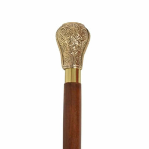 ไม้เท้าทำจากไม้ที่มีด้ามจับทองเหลือง | ไม้เท้าทำด้วยมือ | ไม้เท้าเดิน - Product Image 1