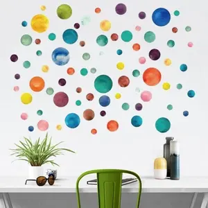 1PC Kids Room Home <b>Decor</b> <b>Wall</b> <b>Sticker</b> Colorful Dots Circle 3D Design Removable Self-Adhesive Vinyl Light Weight - Product Image 1