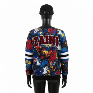 Sweat-shirt en molleton de coton épais pour femmes, imprimé multicolore, manches longues, logo brodé personnalisé, sweatshirts respirants pour femmes - Product Image 2