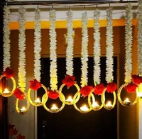 Lanterne porte-bougie blanche traditionnelle en forme de rose de jasmin, 4 pieds, pour décoration de temple, maison, bougies, pots à bougies, fête Ganpati