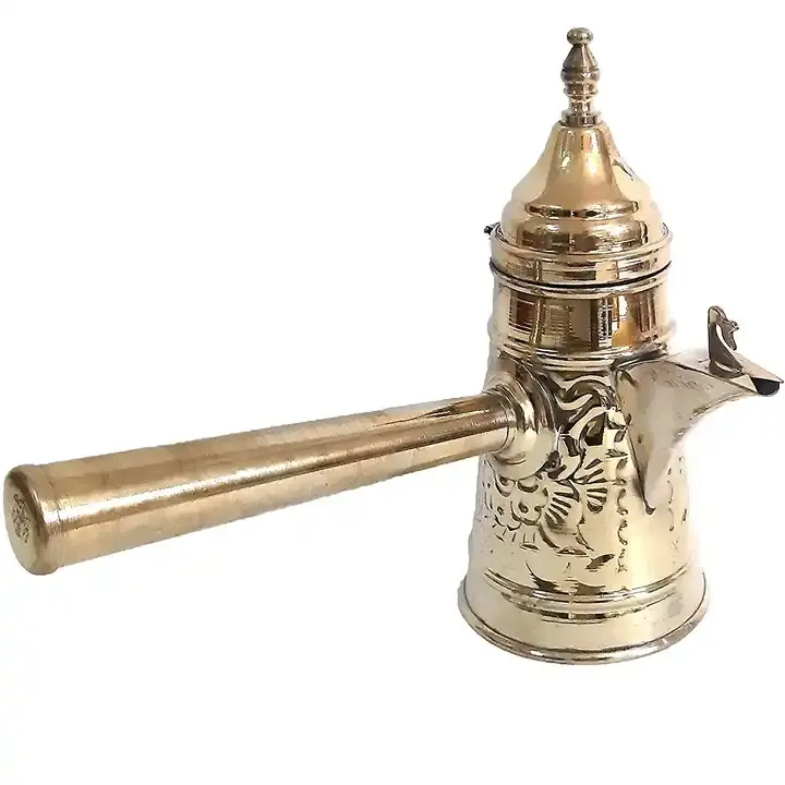 Hand Engraved New Arrival Design Brass Coffee Pot With Handle New Metal Milk Pot For Coffee And tea Brass Cezve New Arabic Milk