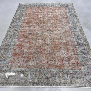 พรมวินเทจขนาด 6.6x10.3 ฟุต พรมตุรกีขนาดใหญ่ พรมลายดอกไม้สีน้ำตาล - Product Image 1