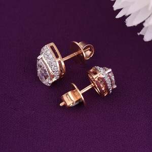 Pendientes de Diamante Cultivado en Laboratorio con Corte de Pera de 1.01CT, con Halo y Oro Rosa de 14K, Joyería Clásica de Compromiso para Regalo de Pareja - Product Image 2