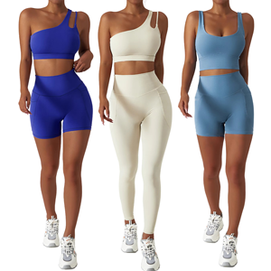 Conjuntos Deportivos de Fitness Antibacterianos con Logotipo Personalizado para Mujer, 2 Piezas, Nailon y Elastano, Ropa de Yoga sin Costuras, Cintura Elástica, Diseño Sólido - Product Image 2
