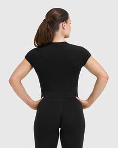 Lo último en camisetas personalizadas negras 100% de algodón para mujer, camiseta informal ligera, transpirable y elegante de diseñador, camiseta de entrenamiento de gimnasio de ajuste relajado - Product Image 2