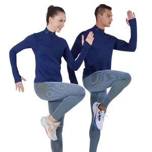 T-shirt de sport pour homme à séchage rapide, anti-UV, respirant, avec col montant et demi-zip, finition professionnelle - Product Image 3