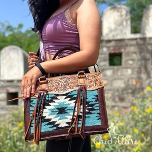 Bolso de mano de gran capacidad para mujer, bolso de mano con borlas para SILLÍN, bolso de hombro tipo bandolera de cuero de vaca genuino para mujer - Product Image 1