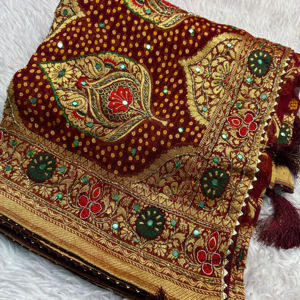 Nouvelle collection de sarees en soie Gaji originale Bandhani avec travail à la main Gota Pati, dernière nouveauté - Product Image 1