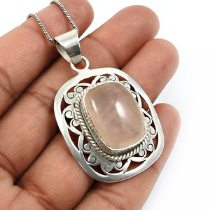 925พลอยควอตซ์ธรรมชาติจี้รูปทรงหมอนสีเงินสเตอร์ลิงเครื่องประดับทำด้วยมือสไตล์โบฮีเมียนขายส่งราคาจำนวนมาก - Product Image 5