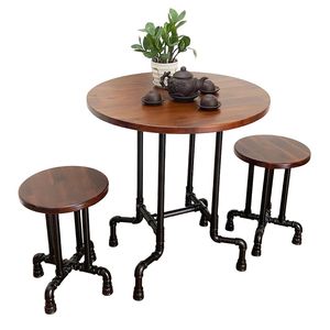 CBCF201 Luxury Melaleuca Wood Pipe Table and Chair <b>Set</b> Industrial-Modern Home & Hotel Furniture for Living Room & Apartment - Product Image 1