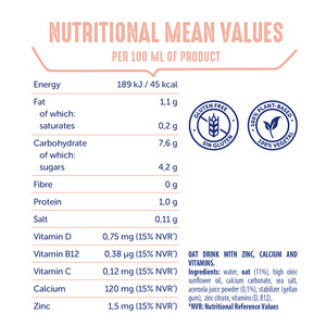 Bevande Vegetali OraSi Avena + Zinco per Distributori 1 litro 12 unità - Product Image 3