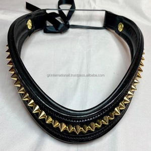 Banda acolchada de cuero grueso para cejas de caballo, banda de lujo hecha a mano Para Caballo, de color plateado o dorado - Product Image 2