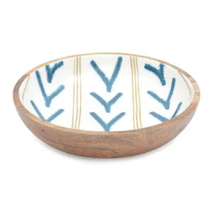 Ensaladera de madera redonda natural con esmalte impreso, para hotel y restaurante - Product Image 1