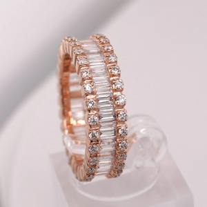 Anillo de Diamantes Étnico de Oro Rosa de 14K con Corte Baguette Cultivado en Laboratorio, Certificado por IGI, para Mujer, Ideal para Bodas y Fiestas - Product Image 2