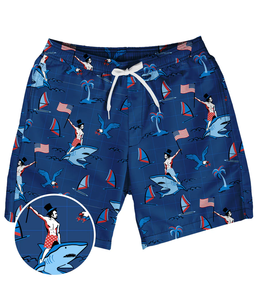 Wholesale Custom Eco-Friendly <b>Men's</b> Quick Dry Swim Trunks with Side Pockets <b>5</b>-<b>Inch</b> <b>Inseam</b> Anti-Wrinkle OEM Service - Product Image 1