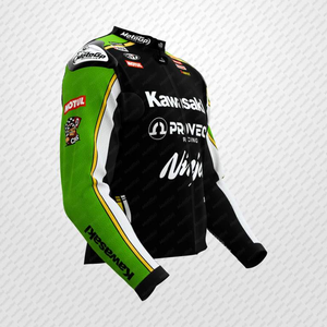 Alex Lowes Rawasaki negro motocicleta cuero de vaca/cuero de canguro pista montar/carreras hecho a medida Hump Biker Jacket CE protectores - Product Image 2