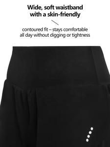 Shorts de course noirs à taille haute, dernière tendance, avec volants, séchage rapide, en spandex et polyester, design sportif pour femmes - Product Image 3