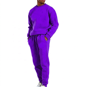 Survêtement en coton vert uni pour homme, sweat-shirt à col rond avec poches latérales, taille élastique, vêtements décontractés d'automne, longueur normale - Product Image 3