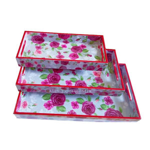 Top vente nouvelle conception taille personnalisée plateau de service en bois collations thé plateau à boire pour la maison table bureau cuisine but - Product Image 6