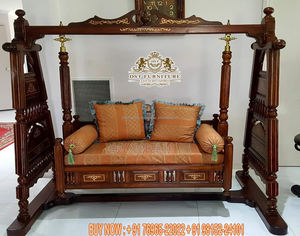 Base d'éléphant en bois sculpté, balançoire indienne d'intérieur avec Base d'éléphant, achetez Maharaja Swing Jhoola pour la maison - Product Image 5