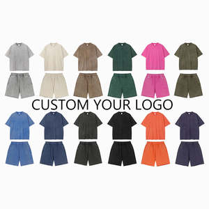 Ensemble T-shirt et short décontracté d'été pour hommes, en molleton tricoté uni ou imprimé, mélange polyester/coton, ODM - Product Image 6