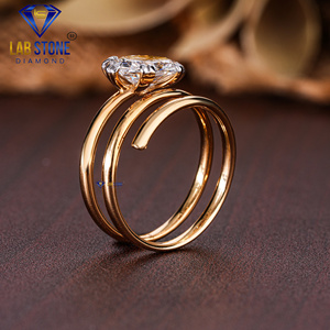 Lab-Stone 2.52 TDW Bague en or jaune avec diamant taillé ovale Couleur EF-VS à couper le souffle - Product Image 5
