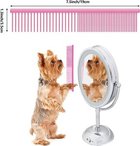 3 peignes de toilettage écologiques en acier inoxydable, style simple, tondeuses pour animaux de compagnie pour chiens et chats, pour poils longs, emmêlés et matés - Product Image 5