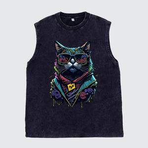 Verano Hip Hop chalecos Streetwear chaleco hombres lavado rasgado collar sin mangas logotipo personalizado estampado gráfico camisetas Tops - Product Image 3