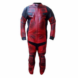 Combinaison de course moto en cuir personnalisée, imprimée, hiver, grande taille, coupe-vent, respirante, entièrement rouge et noire, cirée, personnalisable pour équipe, marque de course - Product Image 2