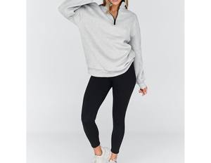 High Quality Oversized Printed Quarter Zip Women's <b>Hoodies</b> Custom Heavyweight Cotton Fleece Sweatshirts Baggy Style - Product Image 5
