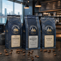 AT PACK USA en Stock, Paquete de 10 Bolsas para Granos de Café de 8oz/12oz/16oz, Personalizables, con Válvula de Desgasificación, Material MOPP/VMPET/PE, Muestras Gratis