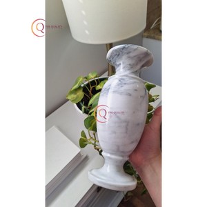 Vases à fleurs en marbre blanc faits à la main, artisanaux, pour mariage côtier, décoration d'intérieur, table, accessoires uniques, dernière arrivée - Product Image 5