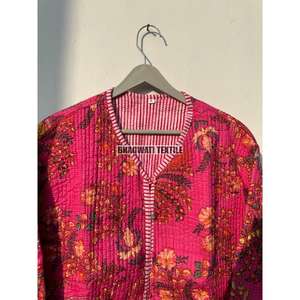 Handmade Cotton Quilted Reversible Kimono Design Short Jacket for Women Embroidery Raw Edge Office Party Wear Winter Autumn - Product Image 3