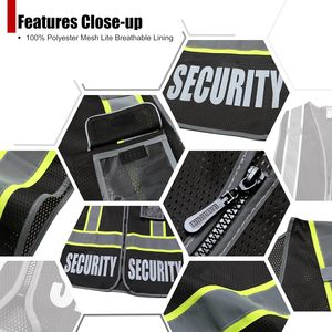 Chaleco DE SEGURIDAD reflectante de alta visibilidad para hombres y mujeres Reversible con 5 bolsillos Malla con cremallera frontal para seguridad de uso exterior - Product Image 4