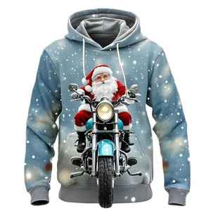 Sudadera con Capucha Extra Grande para Hombre, con Estampado 3D de Papá Noel en Moto, Diseño Divertido, Manga Larga, Talla Grande - Product Image 3