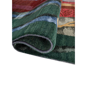 Manchaha Abstract Pattern Wool & Bamboo <b>Silk</b> Rugs <b>Red</b> & Orange Hand Knotted for Home Use-Les-2817 by Jaipur Rugs US - Product Image 2