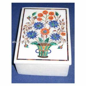 Fleur Inlay Marbre Boîte à Bijoux - Product Image 1