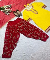 Magnifique ensemble Salwar pour femmes avec Dhoti en coton mélangé imprimé multicolore, longueur ras du sol, idéal pour les soirées, Abaya élégante