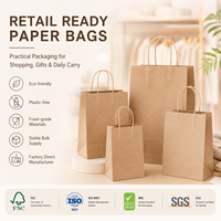 Sacs en papier à poignée torsadée, vente en gros d'usine, sacs à emporter en kraft écologique, logo personnalisé pour restaurants, cafés, livraison de nourriture, emballage
