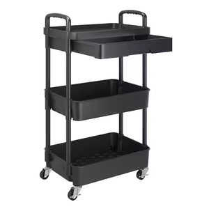 Three-Layer Metal Storage <b>Racks</b> with Wheels and Pull-Out Tray for Living Room Organization New Design Standing Type - Product Image 1