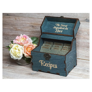 <strong>Recipe</strong> <strong>Box</strong> with Dividers <strong>Recipe</strong> Cards Personalized Engraved Wood <strong>Box</strong> Bridal Shower Decor - Product Image 1