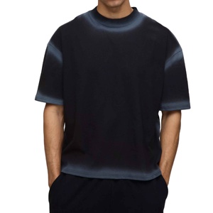 T-shirt d'été noir surdimensionné vintage personnalisé pour homme, respirant, confortable, séchage rapide, manches courtes, streetwear, grande taille, coton - Product Image 1