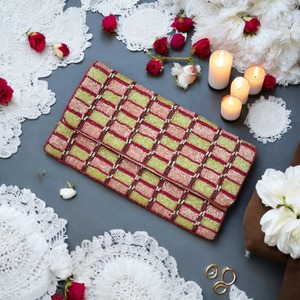 Sac de soirée élégant pour femme noir or géométrique abstrait Art déco sac de messager durable avec fermeture à glissière à main chaîne de broderie - Product Image 4