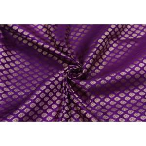 ผ้าโพลีโบรเคด TRILOKI สีม่วง พร้อมลายดอกไม้ปักเมทัลลิก 44 ลาย สำหรับงานเย็บปักถักร้อย DIY งานฝีมือ ออกแบบแฟชั่น มีจำหน่ายเป็นหลา - Product Image 1