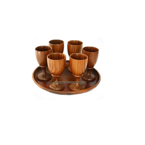 Juego de 6 Copas de Vino Hechas a Mano con Bandeja Redonda a Juego, Ideal para Bar en Casa, Fiestas y Servicio Elegante en la Mesa a los Mejores Precios - Product Image 1