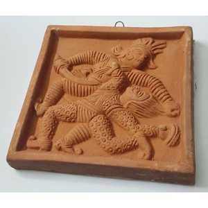 Artesanía Mukherjee, Obra de Arte Hecha a Mano de Lujo, Krishna Kansa Vadh de Terracota con Patrón Abstracto, Adorno para el Hogar, Oficina, Sala de Estar, Diwali - Product Image 2