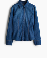 Chemise en jean bleu classique élégante avec col pointu, parfaite pour les sorties décontractées et un look moderne semi-formel - Product Image 5