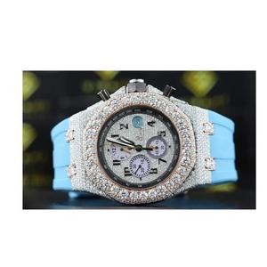 Montre automatique en acier inoxydable de haute qualité, sertie de diamants et de moissanite de clarté VVS, nouvelle collection, vente en gros directe usine - Product Image 1